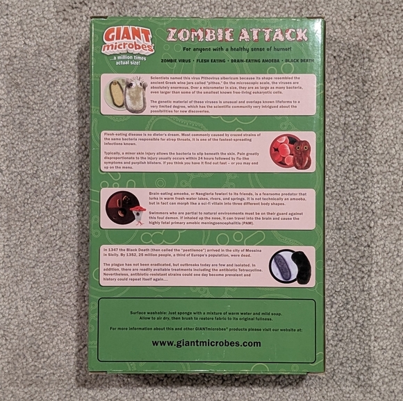 Giant Microbes Zombie Attack Plush Box Set Zombie Virus Amoeba Black Death - Picture 3 of 3